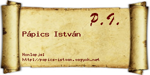 Pápics István névjegykártya